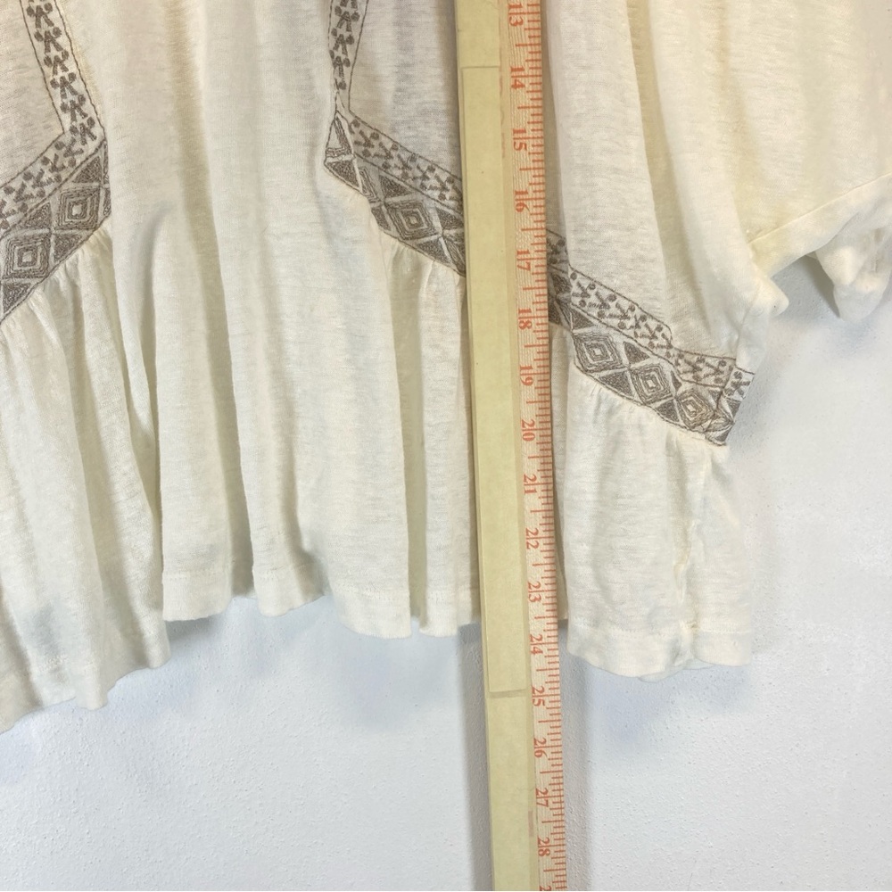 Anthropologie Akemi + Kin Top Women 100% Linen Embroidered Ivory Silver XL - Picture 9 of 11